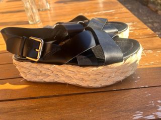 Sandalias Zara plataforma cuña esparto
