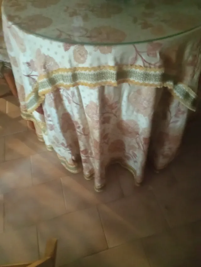 Mesa camilla 80 cm tela y cristal