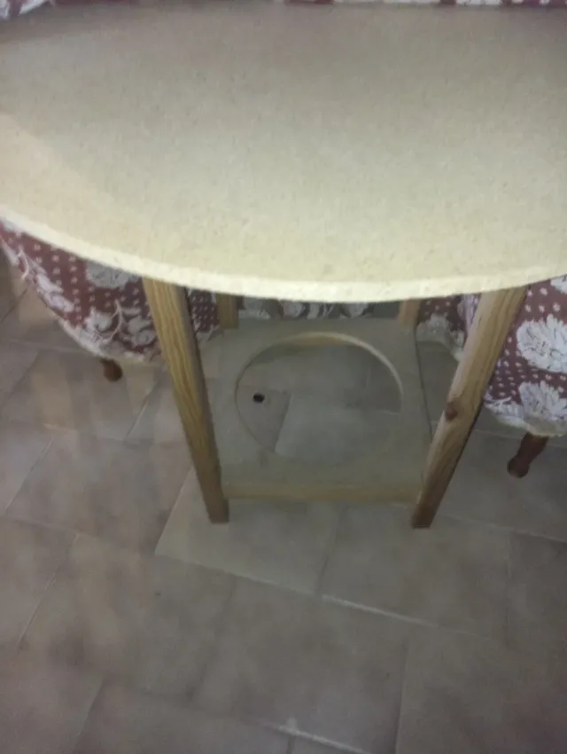 Mesa camilla 80 cm tela y cristal