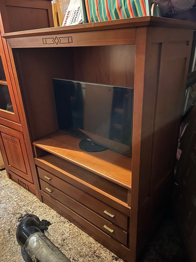 Mueble TV madera + auxiliar