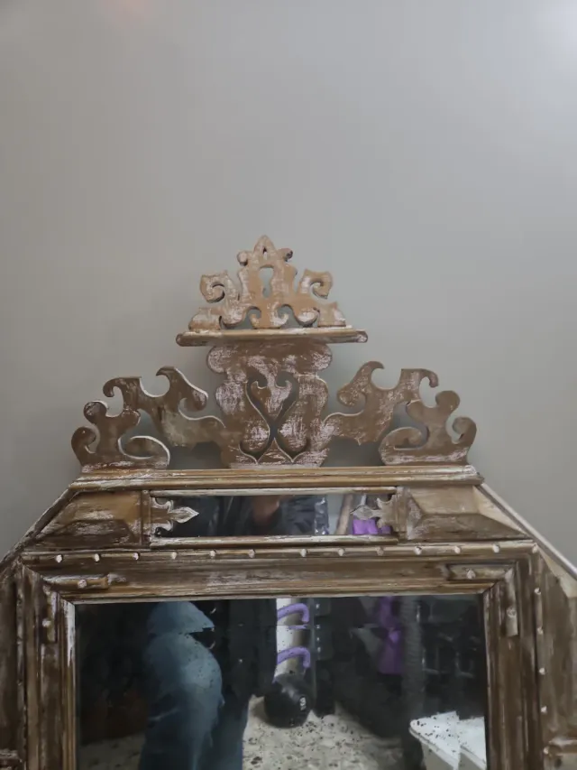 Espejo Antiguo Decorativo Madera y Cristal