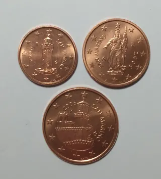 Tris monete San Marino 1-2-5 cent 2006