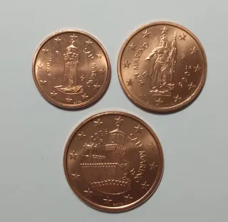 Tris monete San Marino 1-2-5 cent 2006