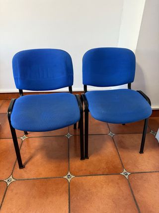 2 Sillas de Oficina Azul y Negro