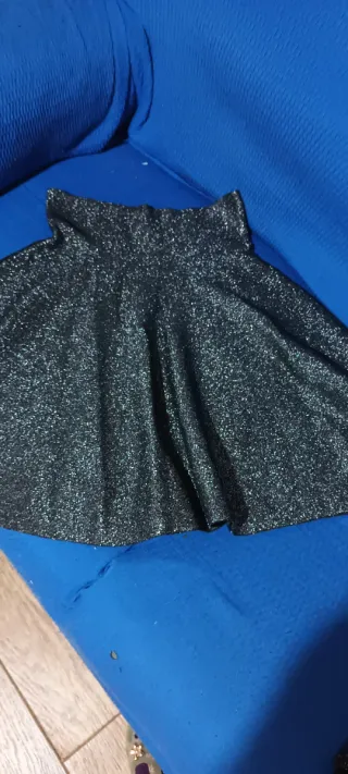 Falda brillante fiesta negra y plateada