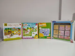 Lote 4 Puzzles Infantiles: Granja, Vaca, Peppa Pig