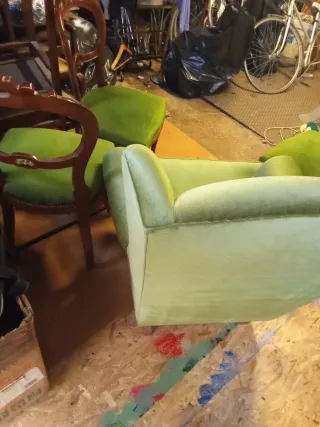 Poltrona in velluto verde