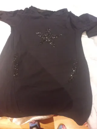 Vestido negro algodón con estrellas