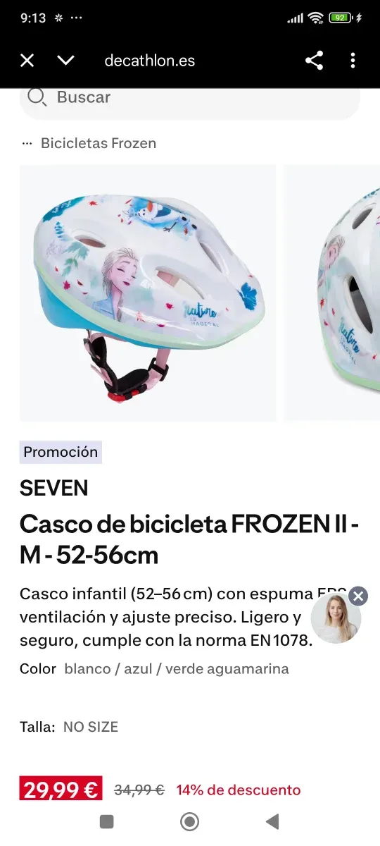 Casco Bici niño Frozen 2 Talla M