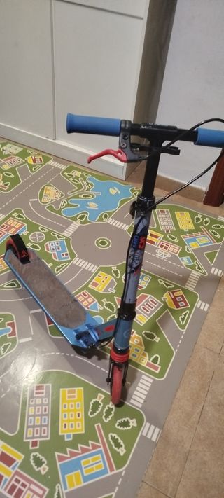 Patinete Plegable Azul con Freno y Suspensión