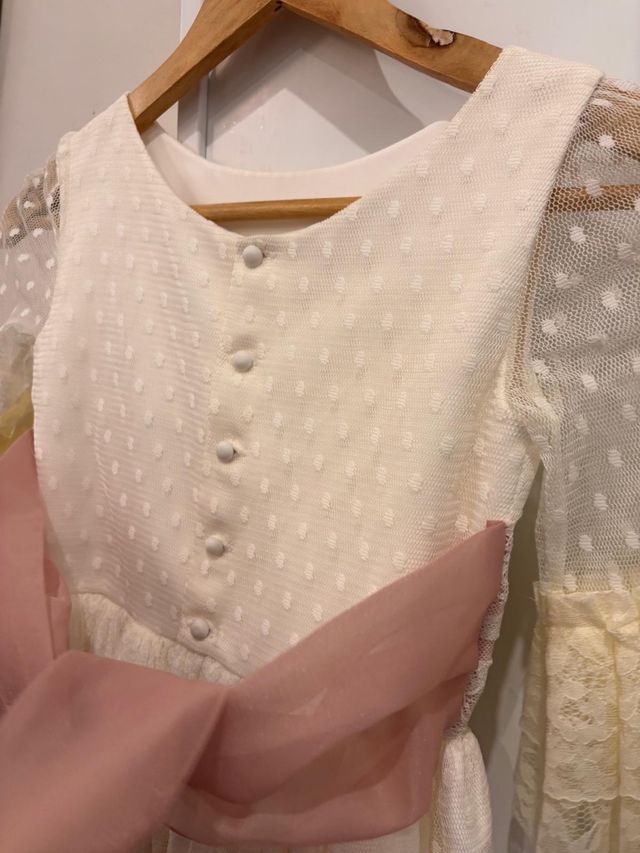 Vestido de Comunión Boutique Blanco y Rosa