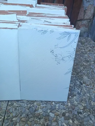 Rajolas de baño blancas con diseño floral