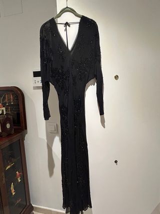 Vestido largo joya negro de Zara,forro interior