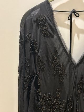Vestido largo joya negro de Zara,forro interior