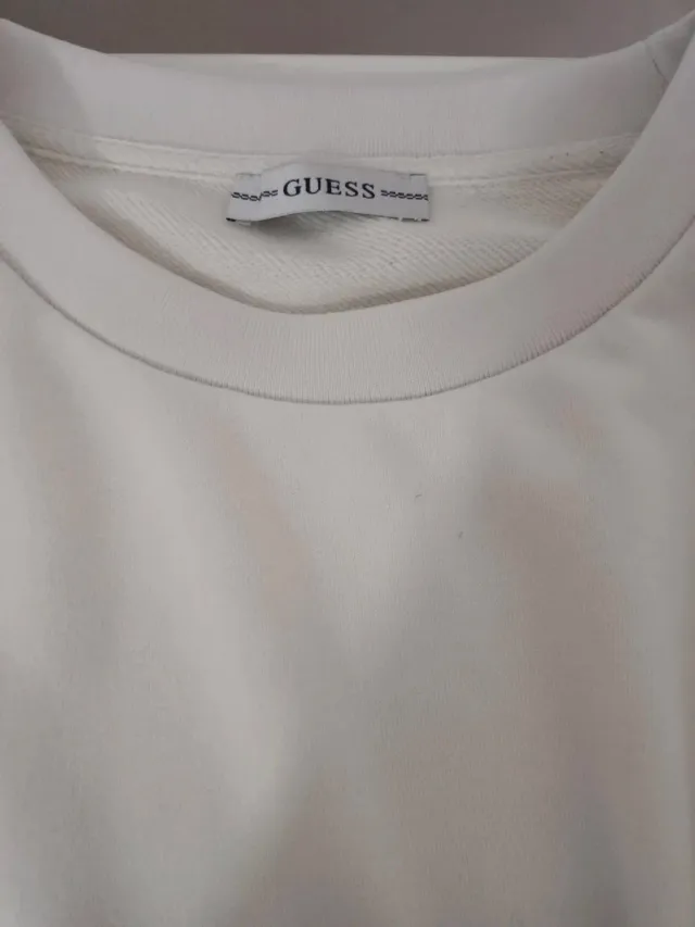 Sudadera Guess Blanca Talla M Logo Rosa