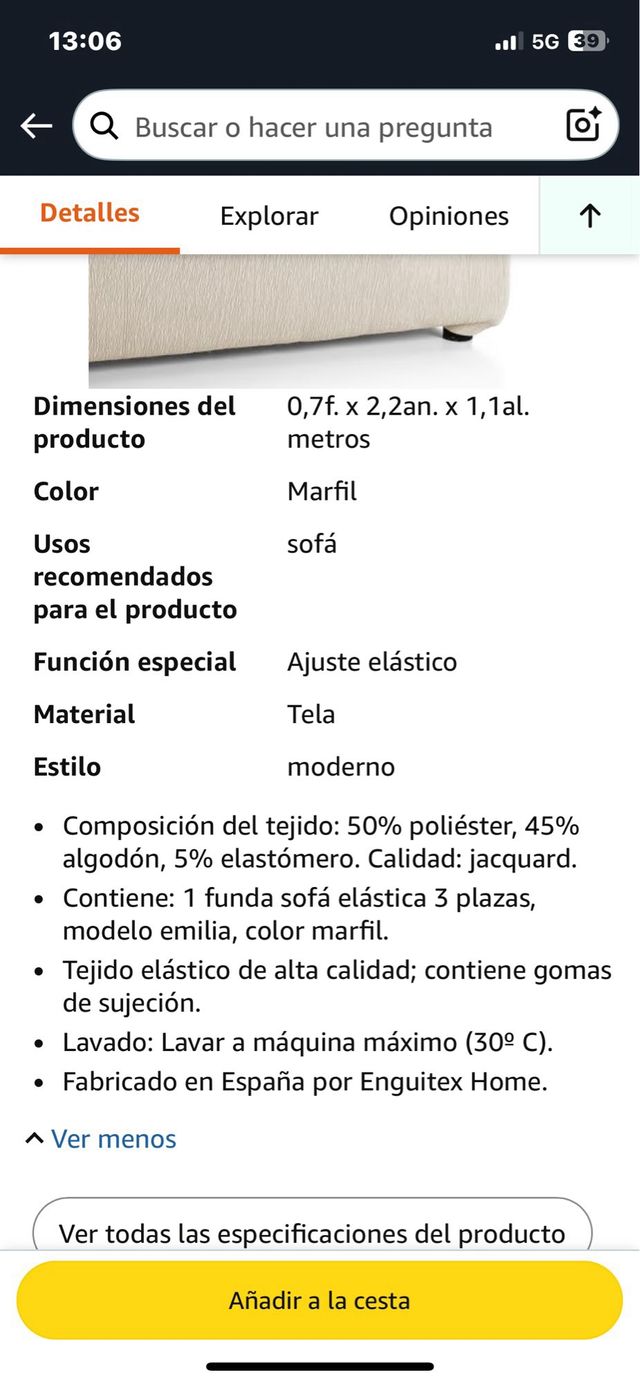 Fodera elastica per divano a 3 posti. Rif. 128