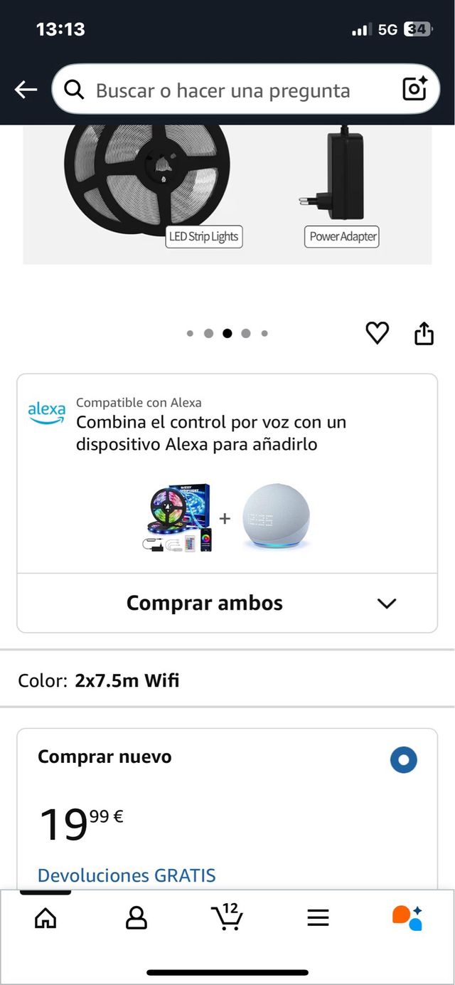 Striscia LED 15M RGB con controllo remoto. Rif. 130