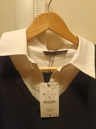 Vestido camisero Zara negro y blanco