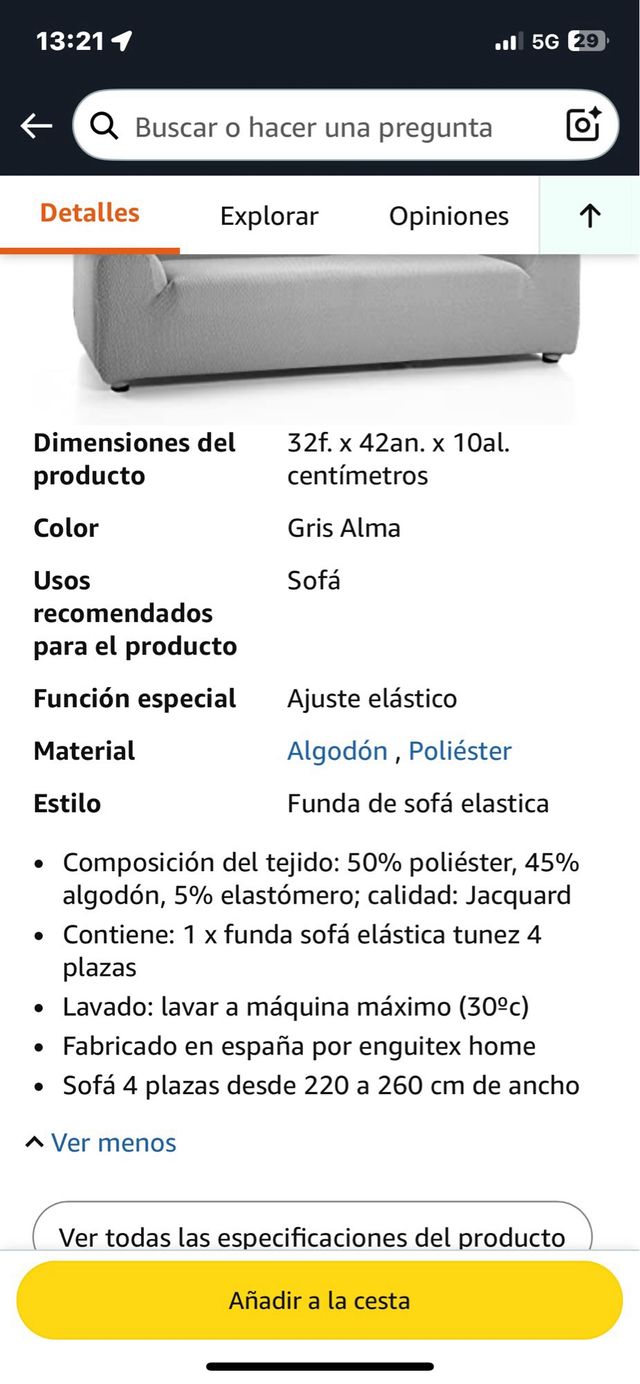 Fodera per divano 4 posti elastica grigia. Rif. 133