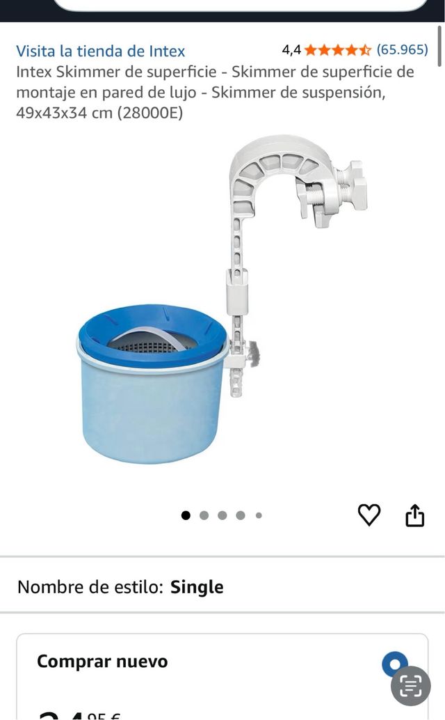 Filtro per piscina Intex superficie. Rif. 121