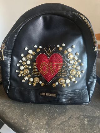 Mochila Love Moschino Negra Corazón Dorado