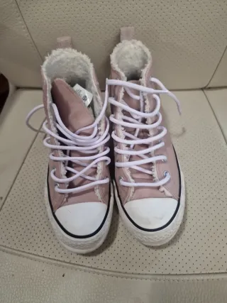 Deportivas Converse rosas de piel con forro