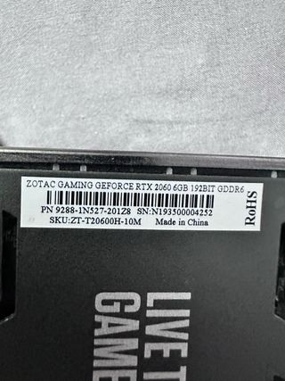 Tarjeta Gráfica Zotac RTX 2060 6GB