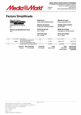 Gafas Ray-Ban Wayfarer Meta Negras NUEVAS