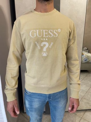 Felpa Guess Uomo Beige
