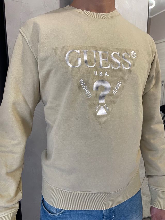 Felpa Guess Uomo Beige