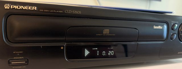 Reproductor LaserDisc Pioneer com controle, cabos e manual