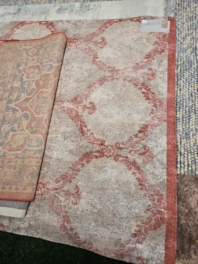 Alfombra 160x220 Beige y Rojo