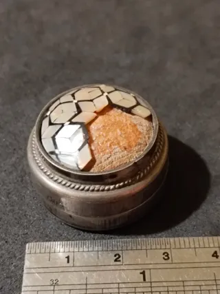 Cajita de Plata y Nacar Diseño Geométrico