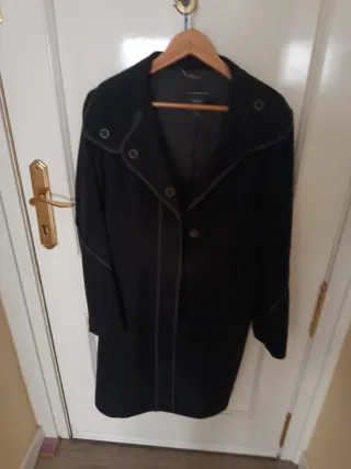 Abrigo de paño invierno mujer negro rebajado