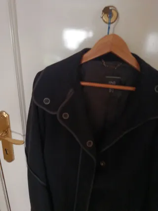 Abrigo de paño invierno mujer negro rebajado