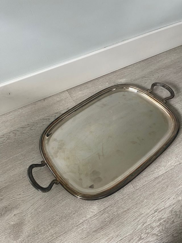 Bandeja de alpaca con asas