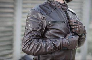 Chaqueta Moto Cuero Marrón SHIMA