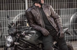Chaqueta Moto Cuero Marrón SHIMA