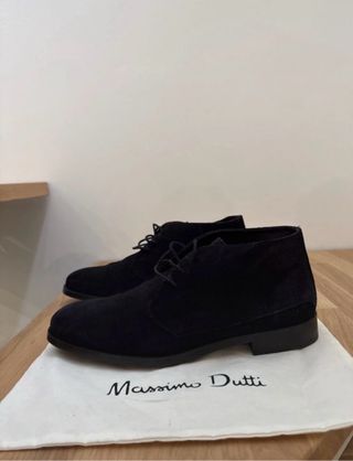 Botines de piel Massimo Dutti azul oscuro