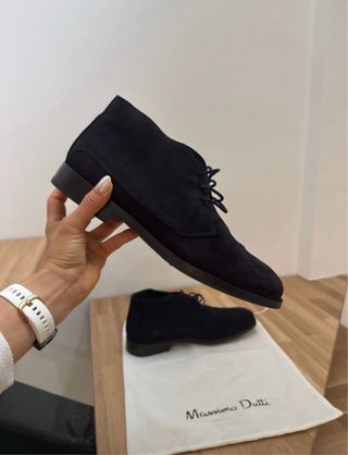 Botines de piel Massimo Dutti azul oscuro