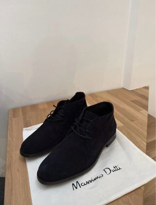 Botines de piel Massimo Dutti azul oscuro