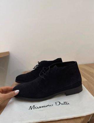 Botines de piel Massimo Dutti azul oscuro