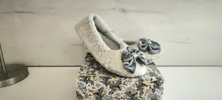 Bailarinas plateadas con lazo