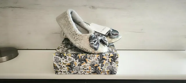 Bailarinas plateadas con lazo