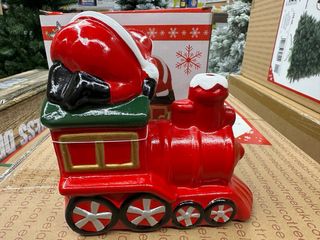 Babbo Natale su treno in ceramica che si illumina