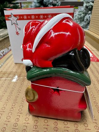 Babbo Natale su treno in ceramica che si illumina