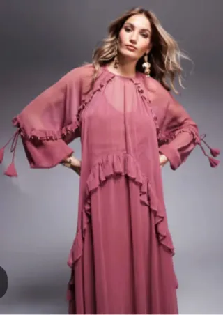 Vestido boho rosa talla única
