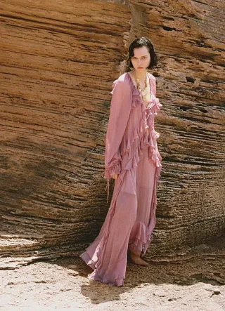 Vestido boho rosa talla única