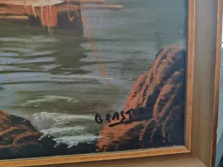 Quadro vintage barche in mare misure 45x35