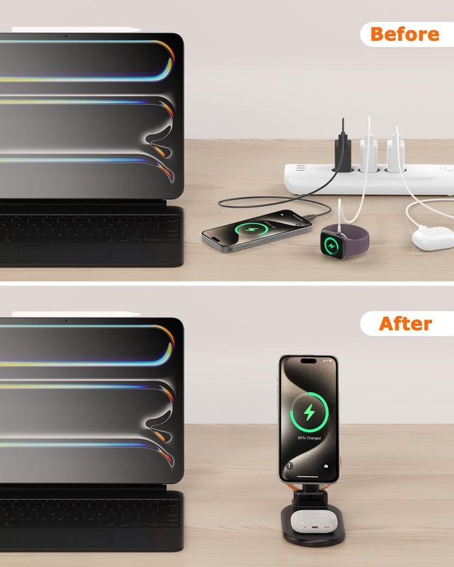 Caricatore Wireless 3-in-1 15W Iphone da 12 a 17